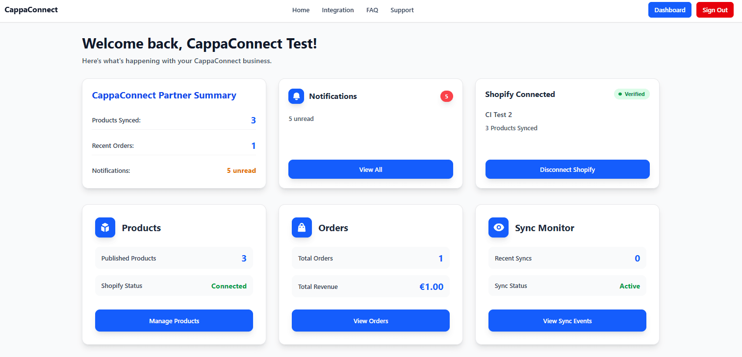 CappaConnect Dashboard Preview